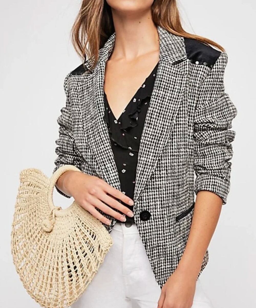 Free People Houndstooth Studded Blazer. Large